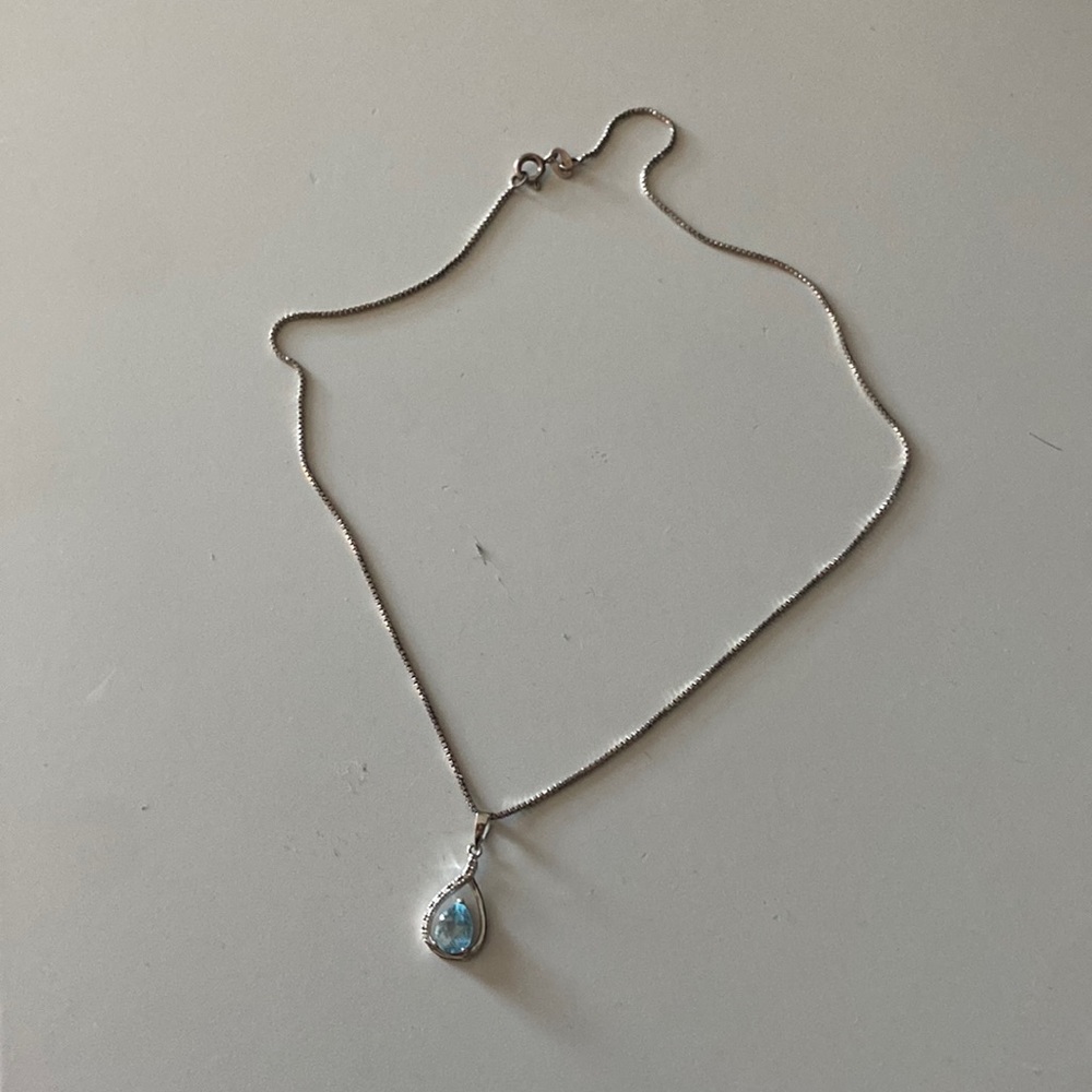 Blue stone necklace with sterling silver chain